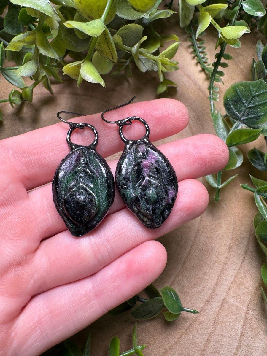 Ruby Zoisite Yoni Earrings