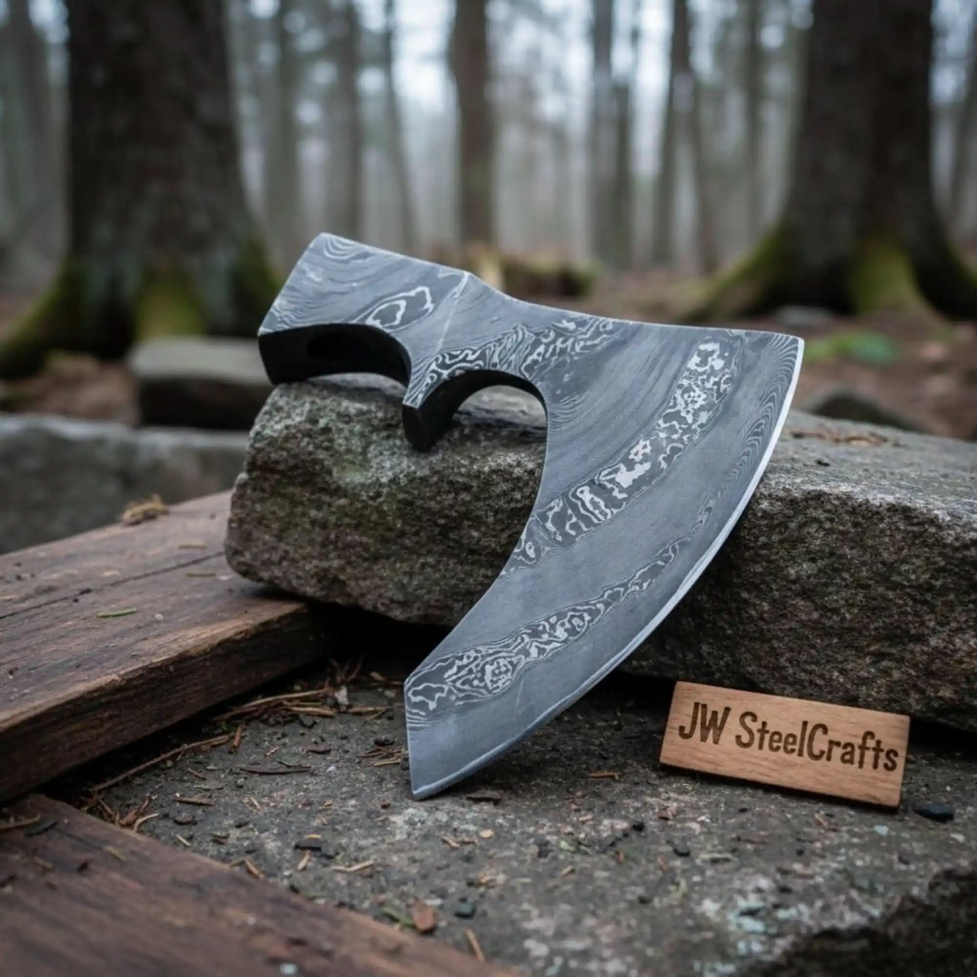 Custom Handmade Damascus Steel Viking Axe Head / Pagan Axe Head/ Chopping Axe / Edge Sharp by JW SteelCrafts, Southern lifestyle apparel main product photo