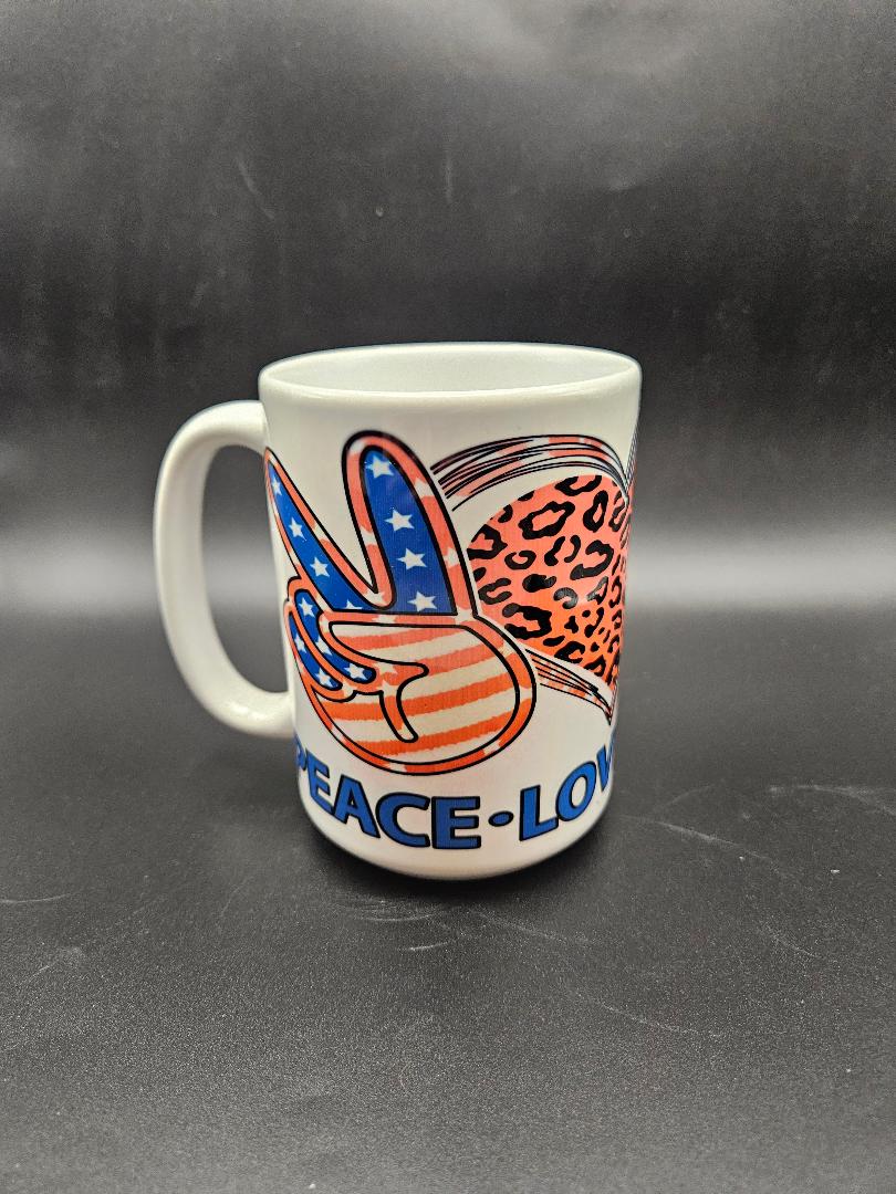 "Peace-Love-American" 15oz Ceramic Coffee Mug