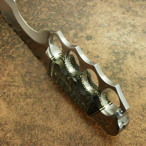 Custom Handmade D2 Steel Outdoor Hunting Tracker Knife — Ram Horn & Steel Bolster Handle