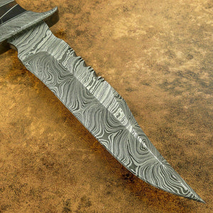 15" Handmade Bowie Knife, Damascus Steel Bowie Knife, Damascus Steel Hunting knife, birthday gift, gift for him, wedding gift, anniversary gift, Thanksgiving gift, valentine Gift