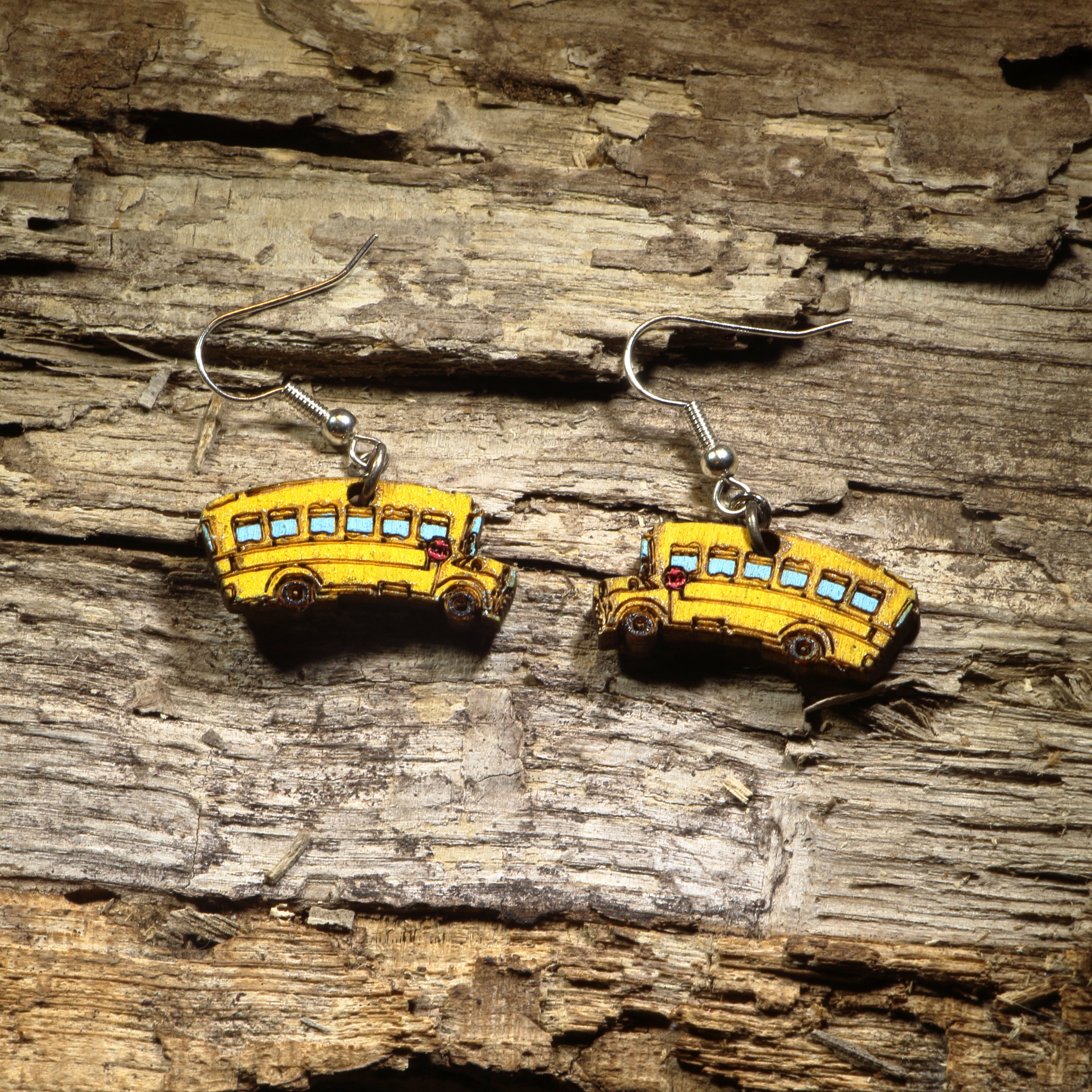 School Bus Wooden Earrings | Teacher Back to School Jewelry