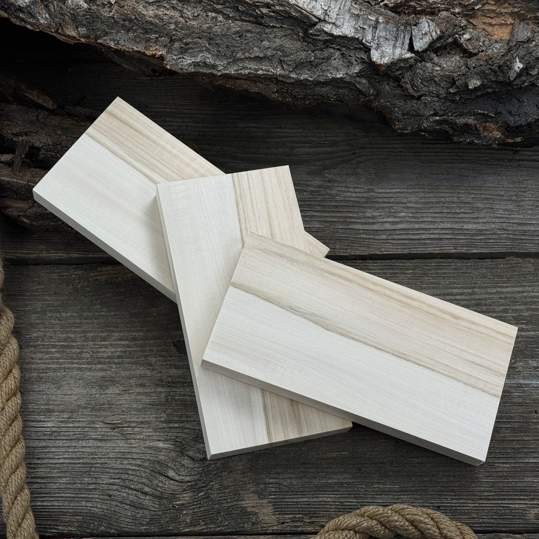 Set of 3 Flat Linden Wood Carving Blanks