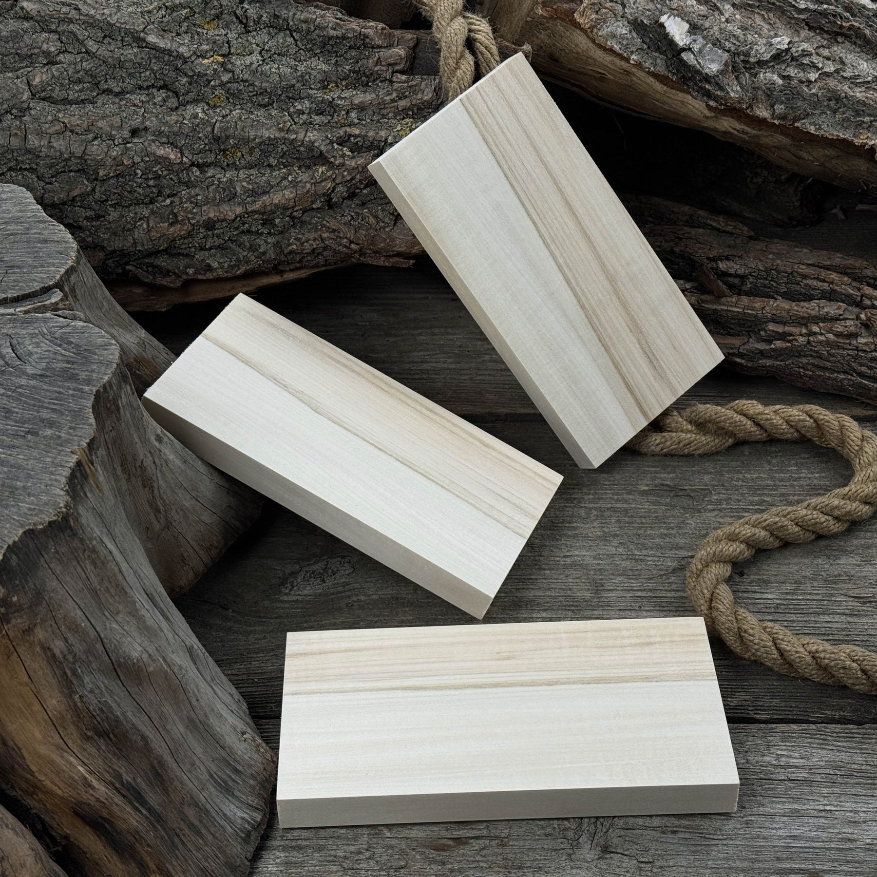 Set of 3 Flat Linden Wood Carving Blanks