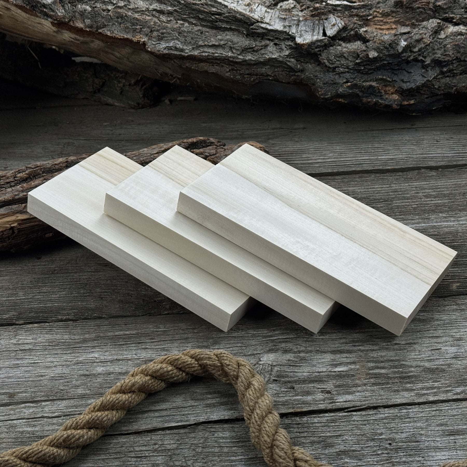 Set of 3 Flat Linden Wood Carving Blanks