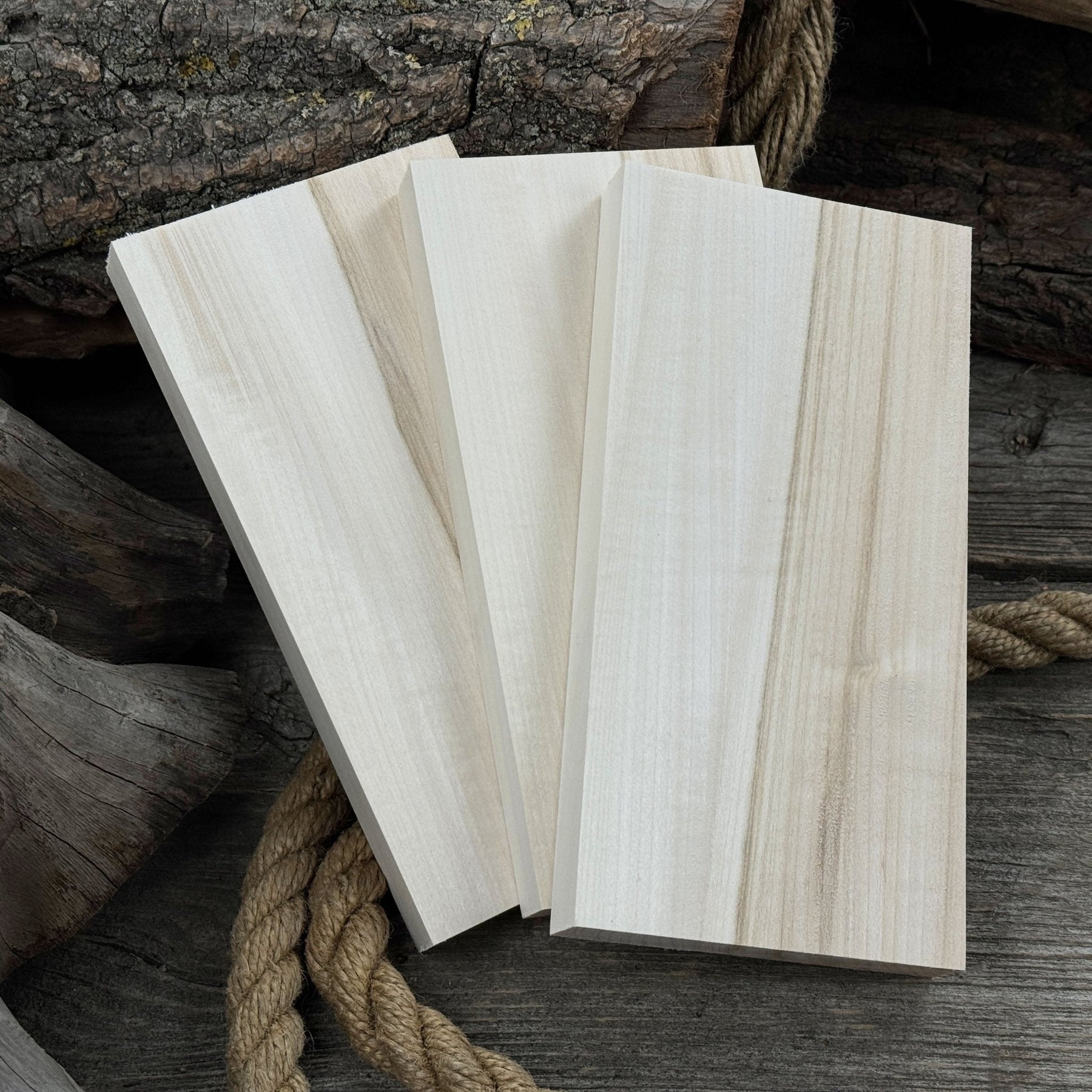 Set of 3 Flat Linden Wood Carving Blanks