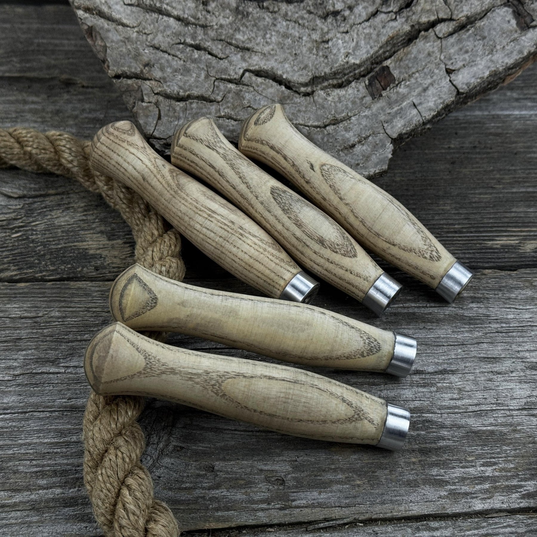 Set of 5 Ash Handles – Ideal for Carving Knives & Hand Tool Repair