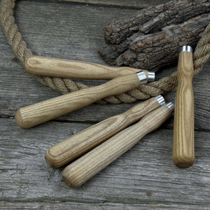 Set of 5 Ash Wood Handles for Chisels and Gouges with Aluminum Rings