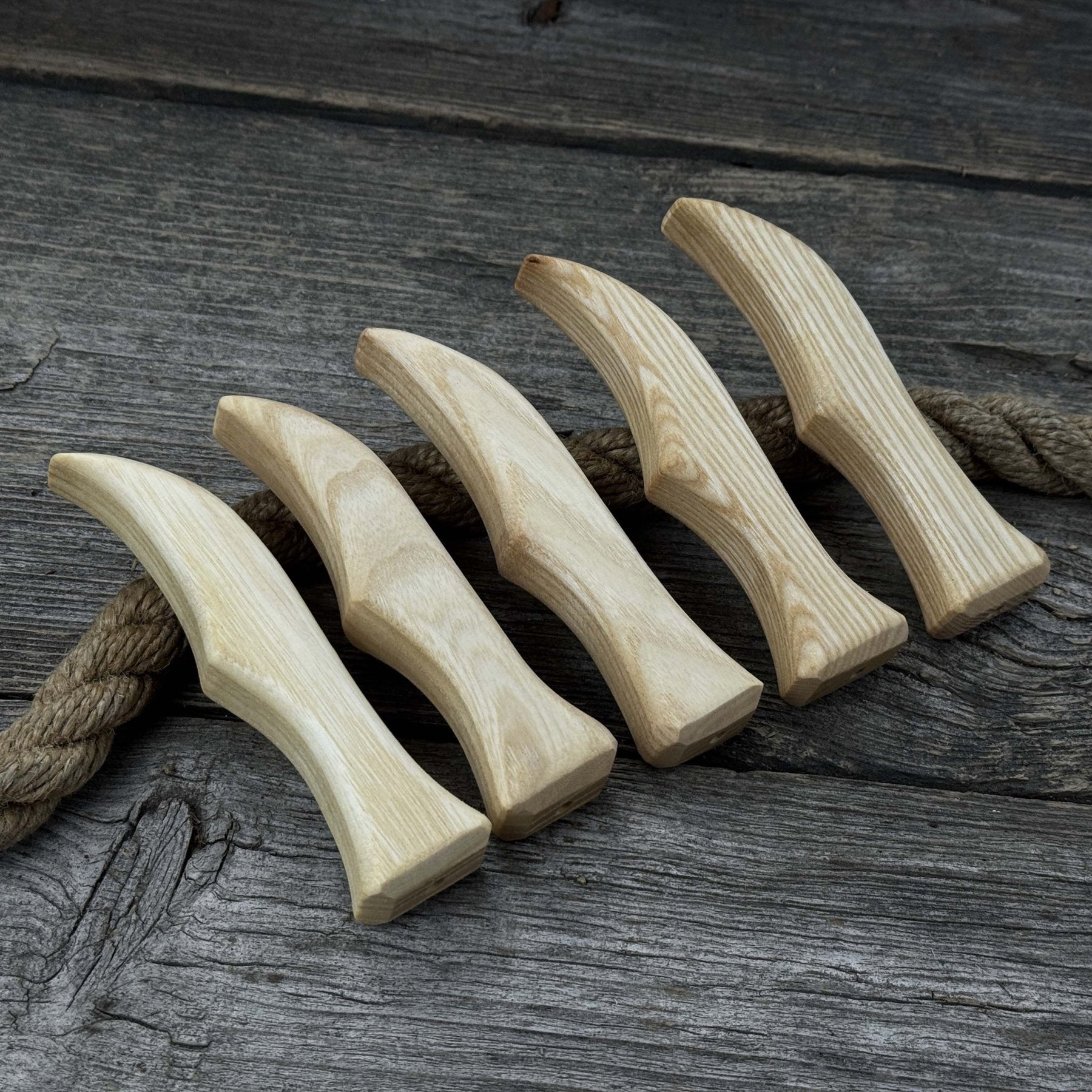 Set of 5 Ash Wood Knife Handles