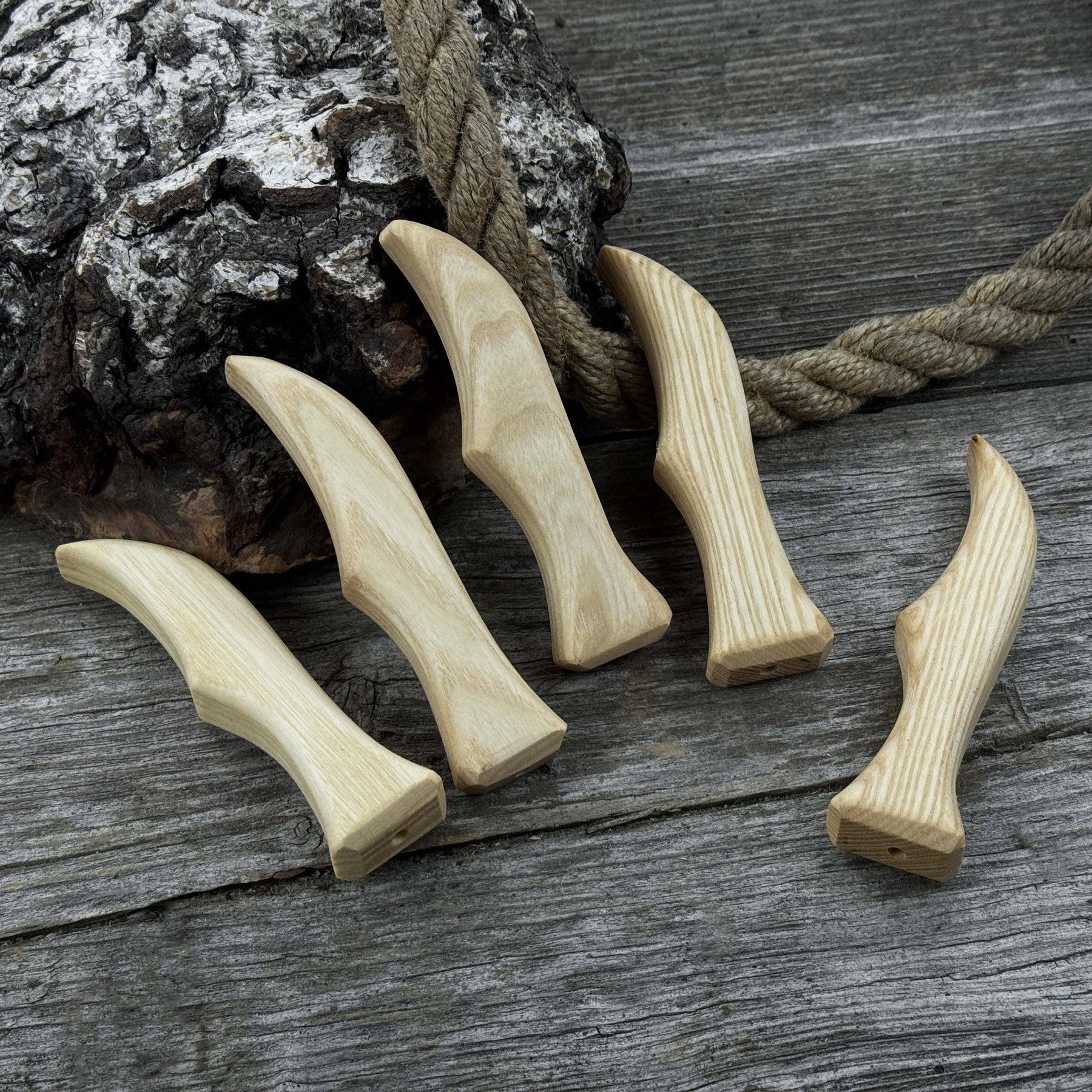 Set of 5 Ash Wood Knife Handles