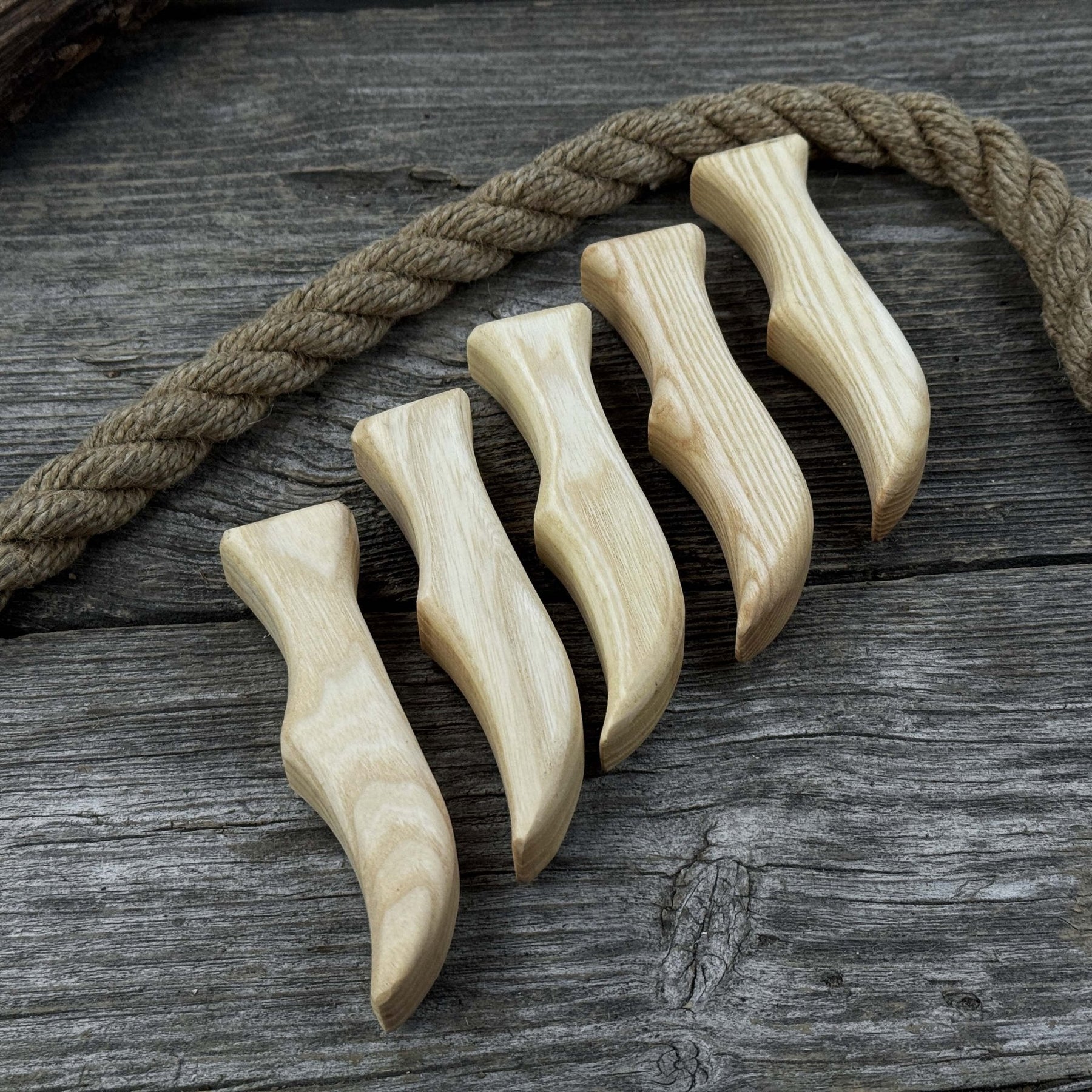Set of 5 Ash Wood Knife Handles