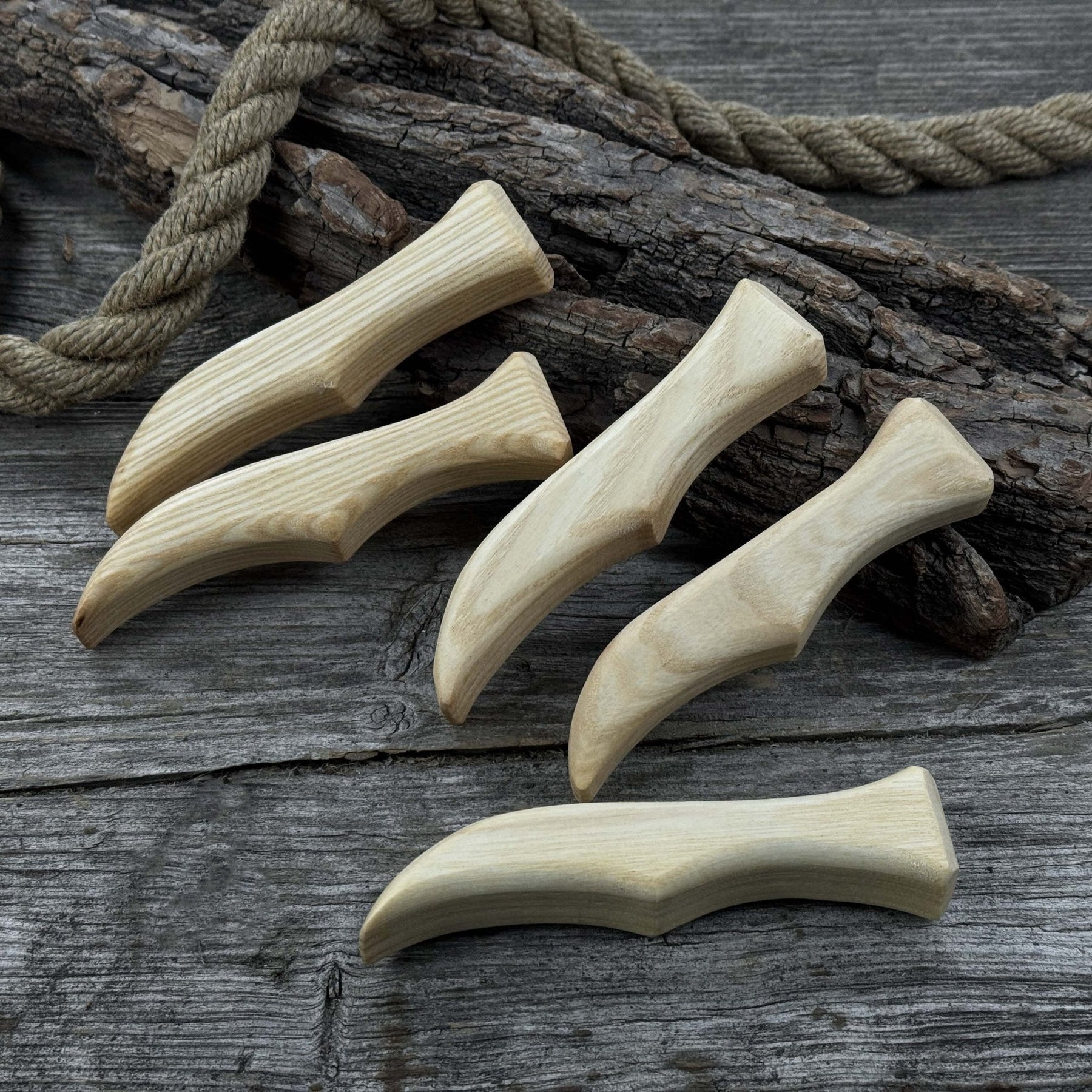 Set of 5 Ash Wood Knife Handles
