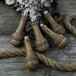 Set of 5 Ash Wood Replacement Handles with Aluminum Rings