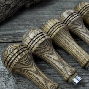 Set of 5 Ash Wood Replacement Handles with Aluminum Rings