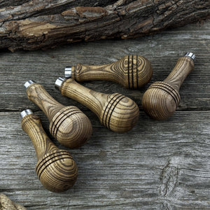 Set of 5 Ash Wood Replacement Handles with Aluminum Rings