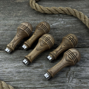 Set of 5 Ash Wood Replacement Handles with Aluminum Rings