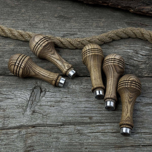 Set of 5 Ash Wood Replacement Handles with Aluminum Rings