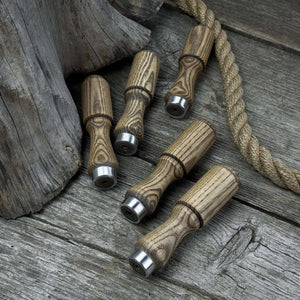 Set of 5 Ash Wood Tool Handles with Aluminum Rings