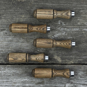 Set of 5 Ash Wood Tool Handles with Aluminum Rings