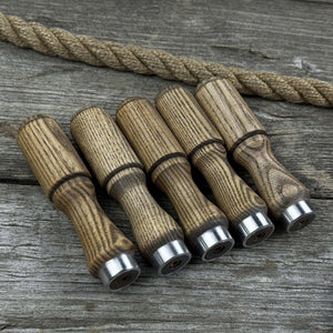 Set of 5 Ash Wood Tool Handles with Aluminum Rings