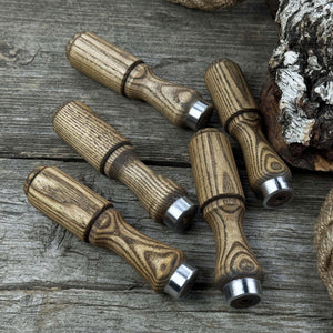 Set of 5 Ash Wood Tool Handles with Aluminum Rings