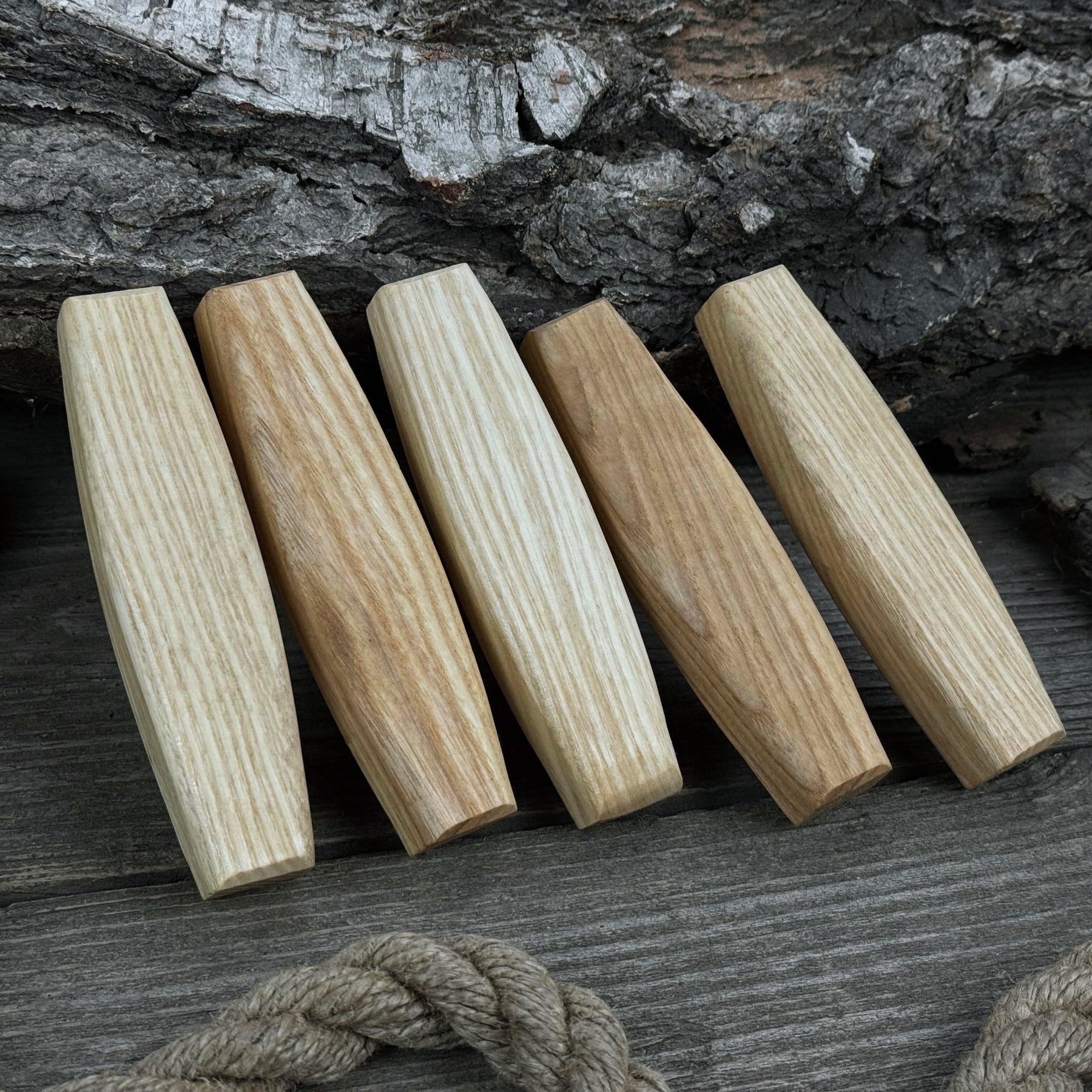 Set of 5 Replacement Wooden Handles for Knives and Drawknives