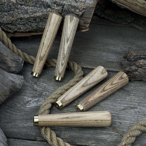 Set of 5 Tapered Ash Wood Handles with Brass Rings