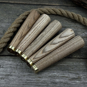 Set of 5 Tapered Ash Wood Handles with Brass Rings