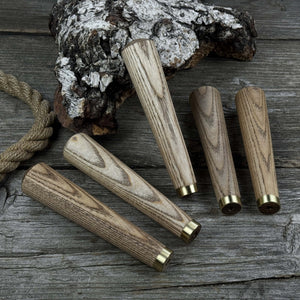 Set of 5 Tapered Ash Wood Handles with Brass Rings