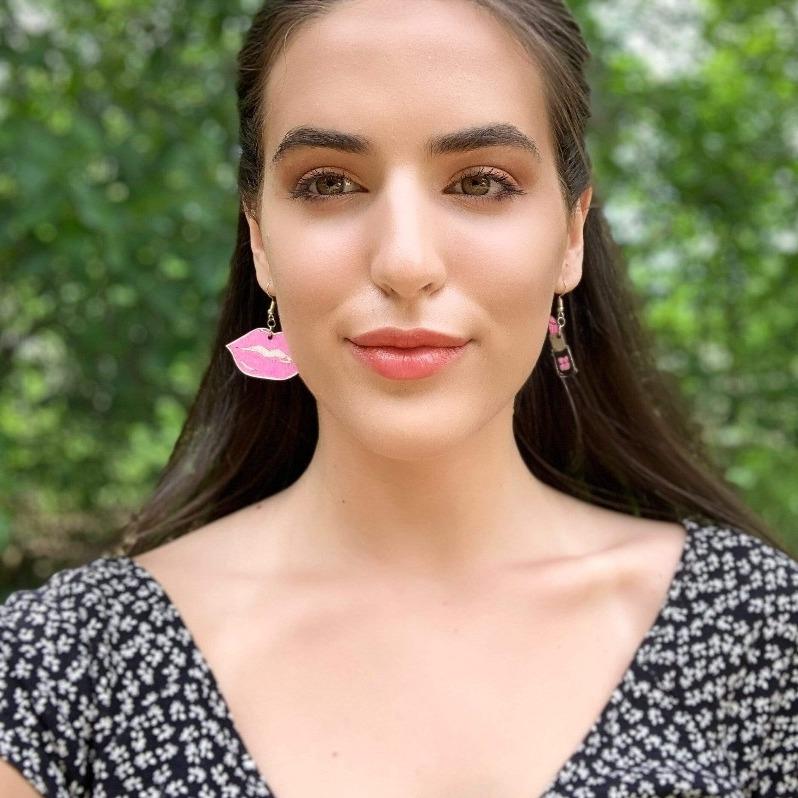 Lips and Lipstick Wooden Dangle Earrings | Glam Beauty Jewelry