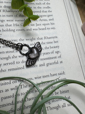Silver Sheen Obsidian Angel Heart Necklace