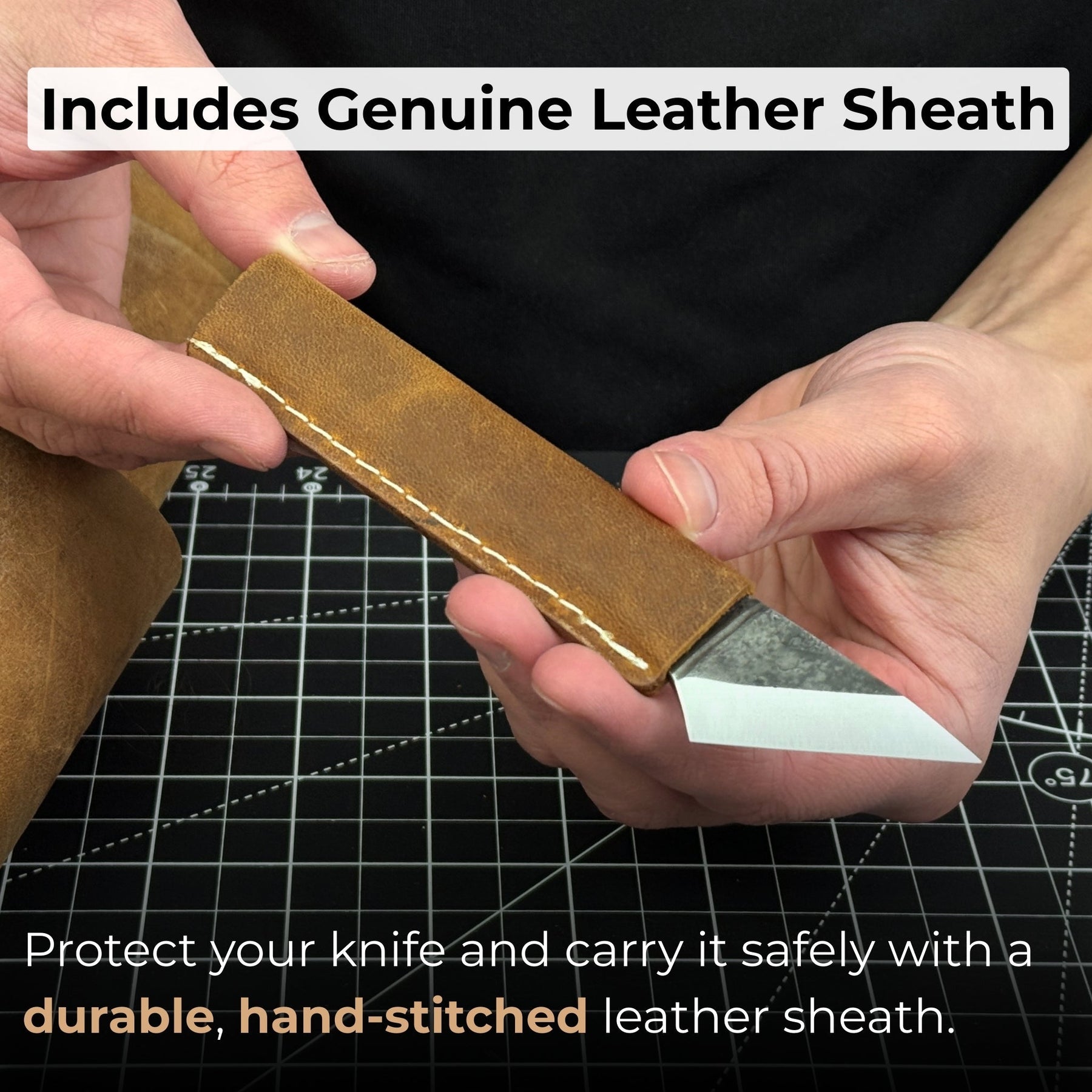 Single-Bevel Kiridashi Knife – Razor-Sharp Carbon Steel Blade with Leather Sheath