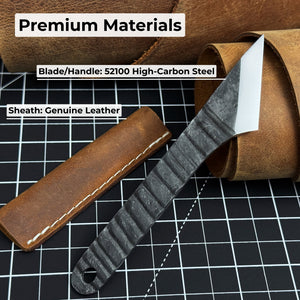 Single-Bevel Kiridashi Knife – Razor-Sharp Carbon Steel Blade with Leather Sheath