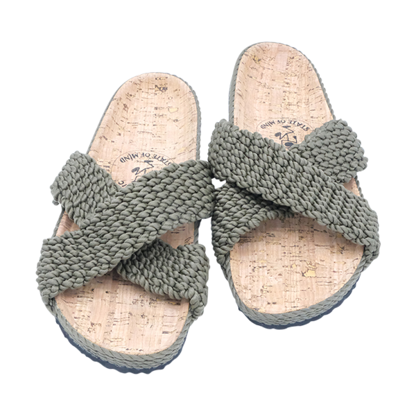 2.1 Olive SlideX Cork Footbed handmade rope sandals by Nomadic State of Mind
