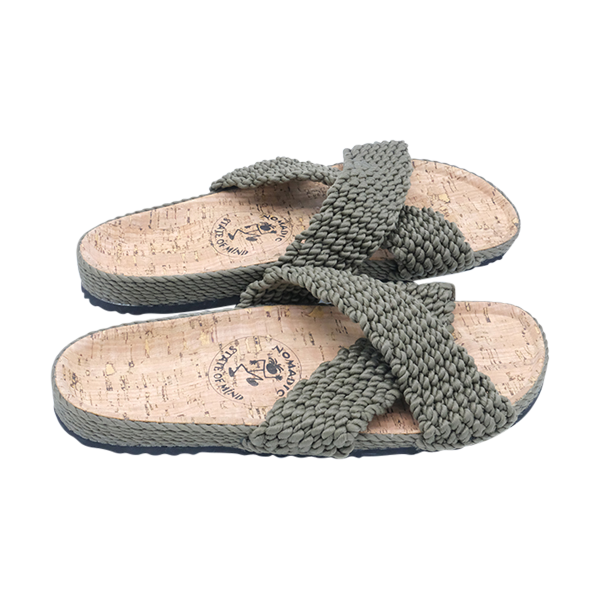 2.1 Olive SlideX Cork Footbed handmade rope sandals by Nomadic State of Mind, view 2