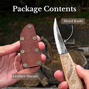 Sloyd Carving Knife with Leather Sheath, Blade 9 cm (3.54 inches)