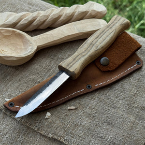Sloyd Knife with Leather Sheath, 8 cm (3.15 inches)
