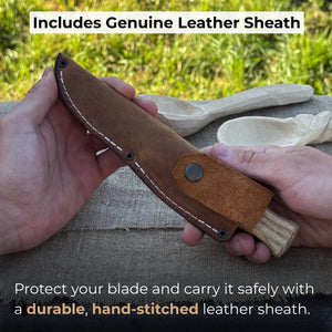 Sloyd Knife with Leather Sheath, 8 cm (3.15 inches)