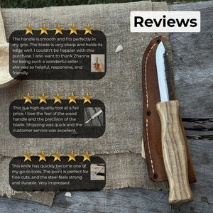 Sloyd Knife with Leather Sheath, 8 cm (3.15 inches)