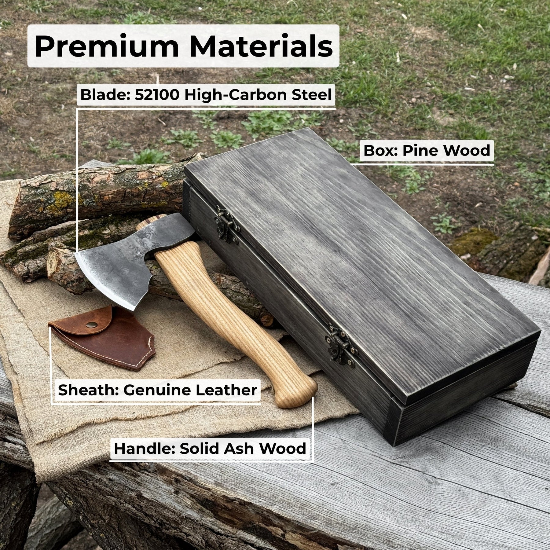 Small Carving Axe, 0.66 kg (1.46 lb) with Wooden Gift Box