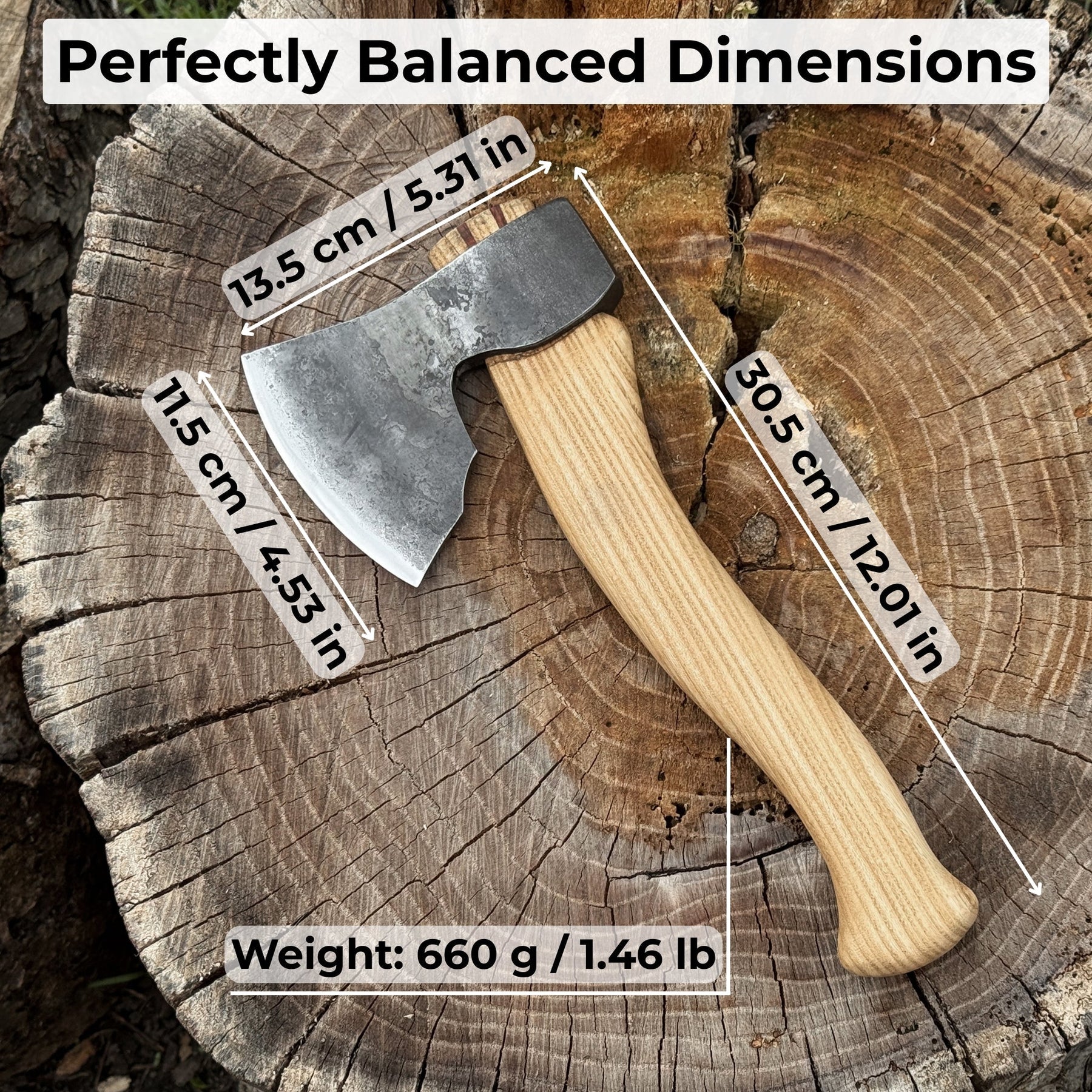 Small Carving Axe, 0.66 kg (1.46 lb) with Wooden Gift Box