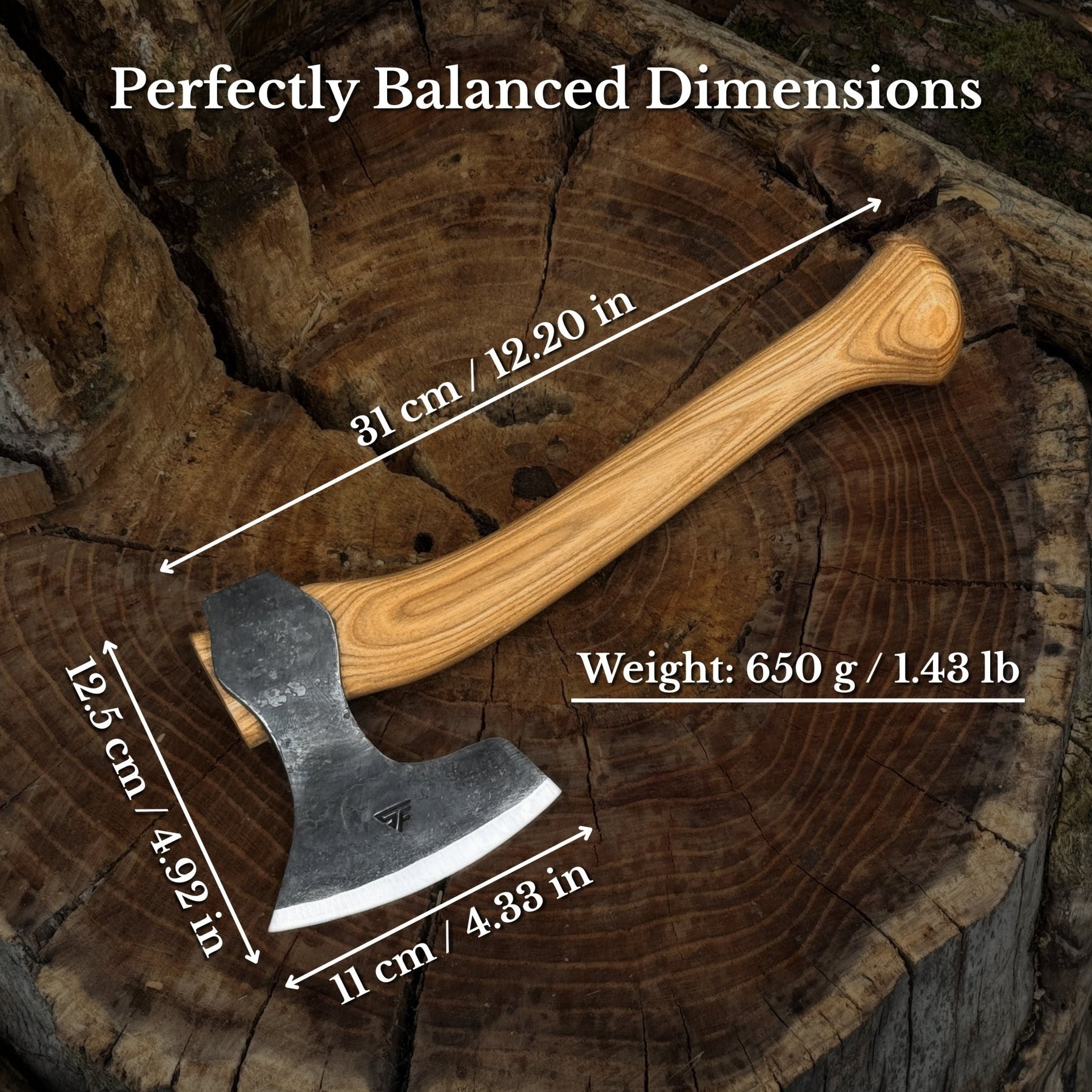 Small Carving Axe, 650 g (1.43 lb)