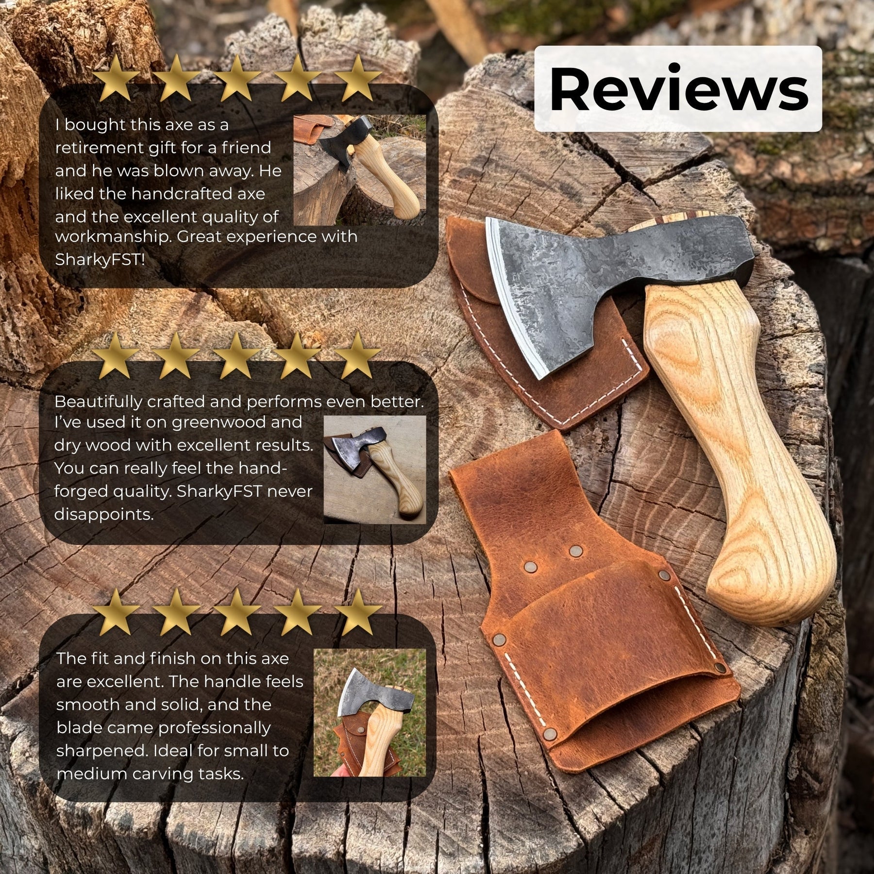Small Carving Axe with Belt Loop, 0.47 kg (1 lb)