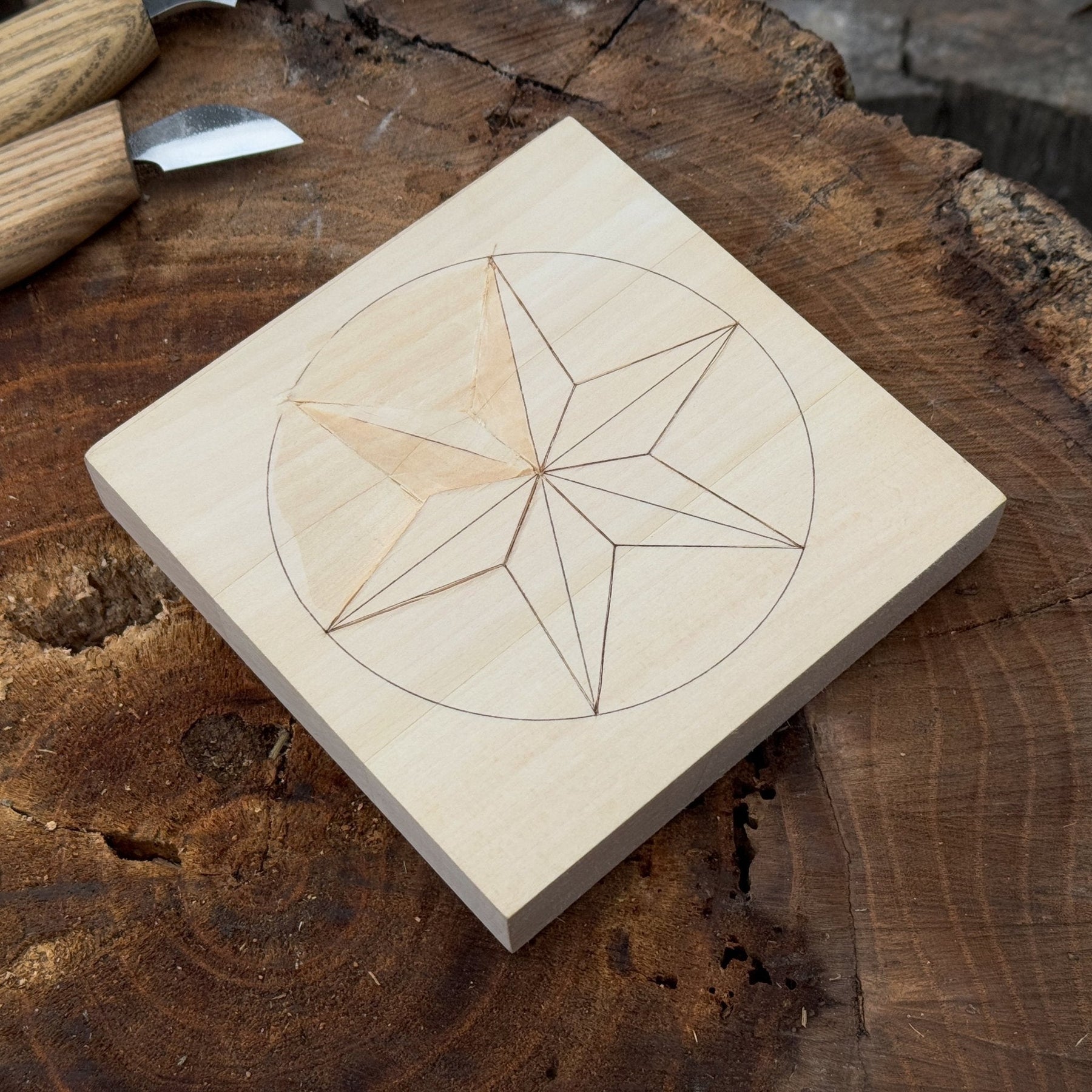Small Linden Wood Carving Board with Pre-Drawn Pattern