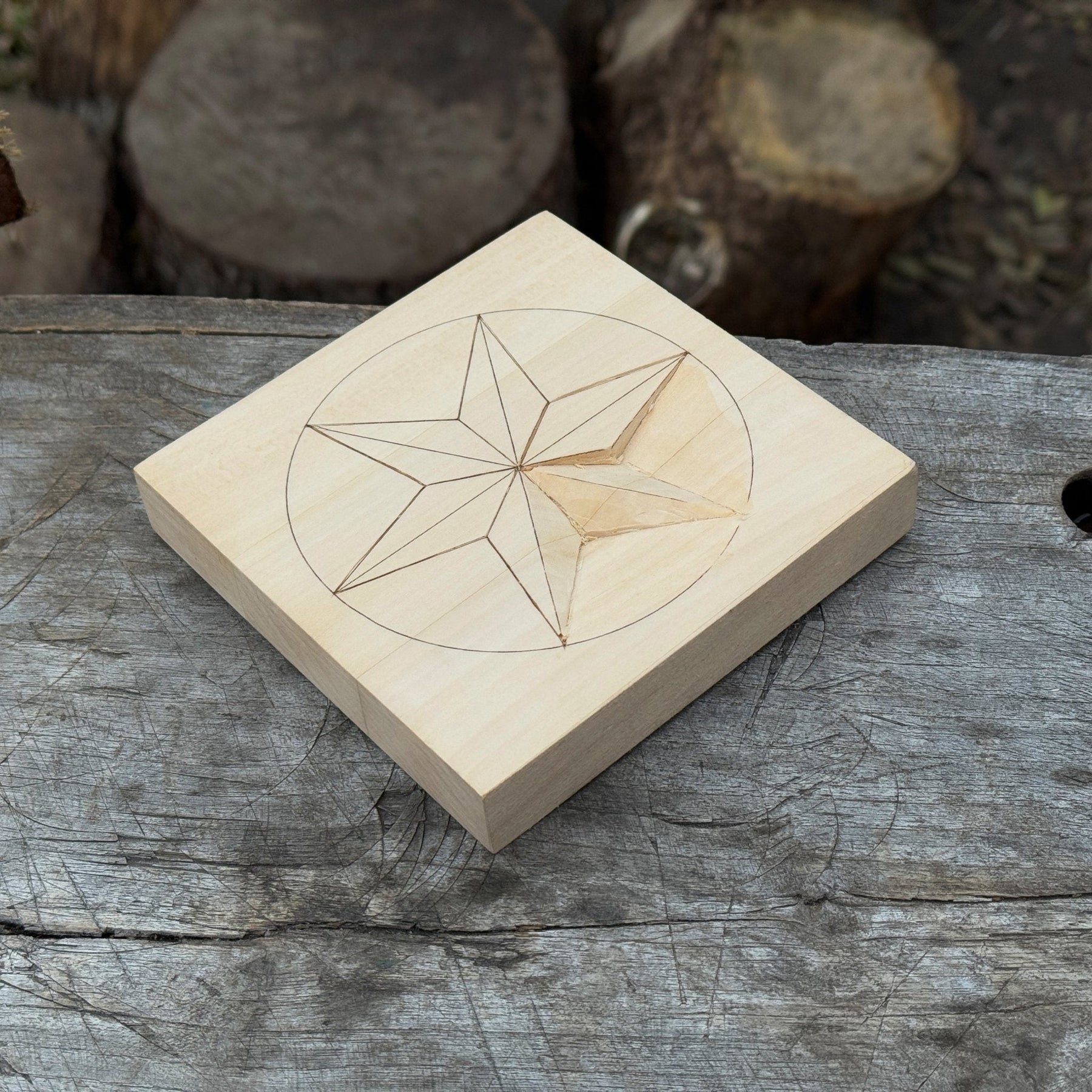 Small Linden Wood Carving Board with Pre-Drawn Pattern