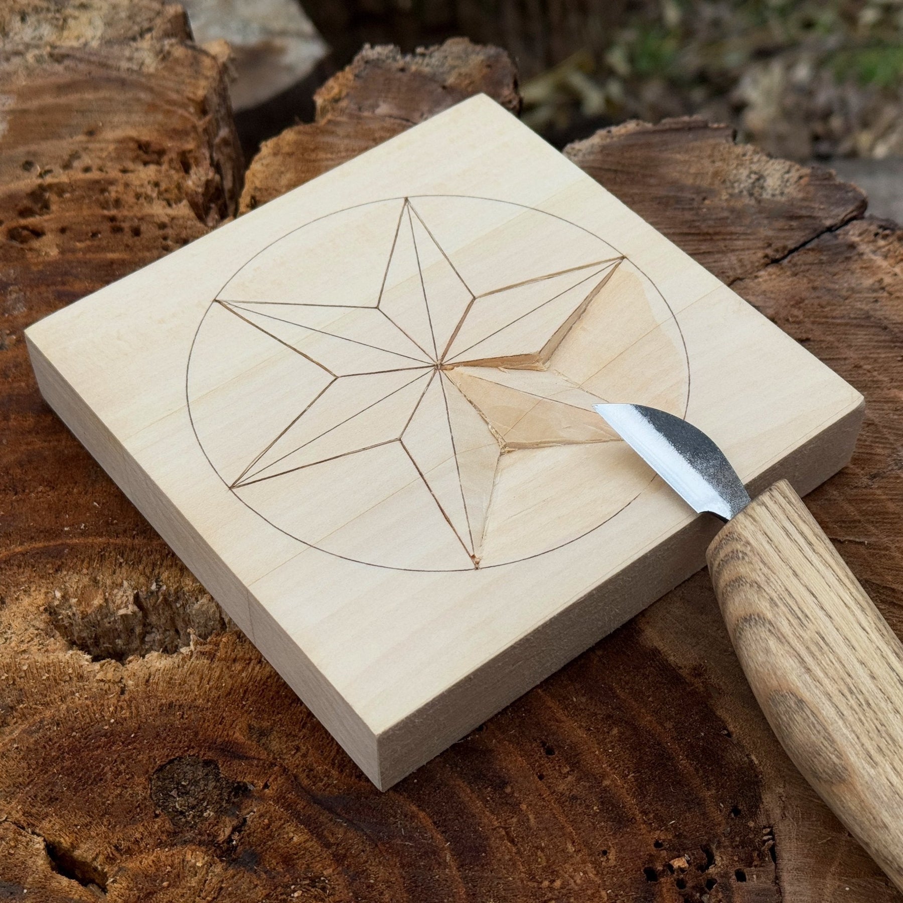 Small Linden Wood Carving Board with Pre-Drawn Pattern