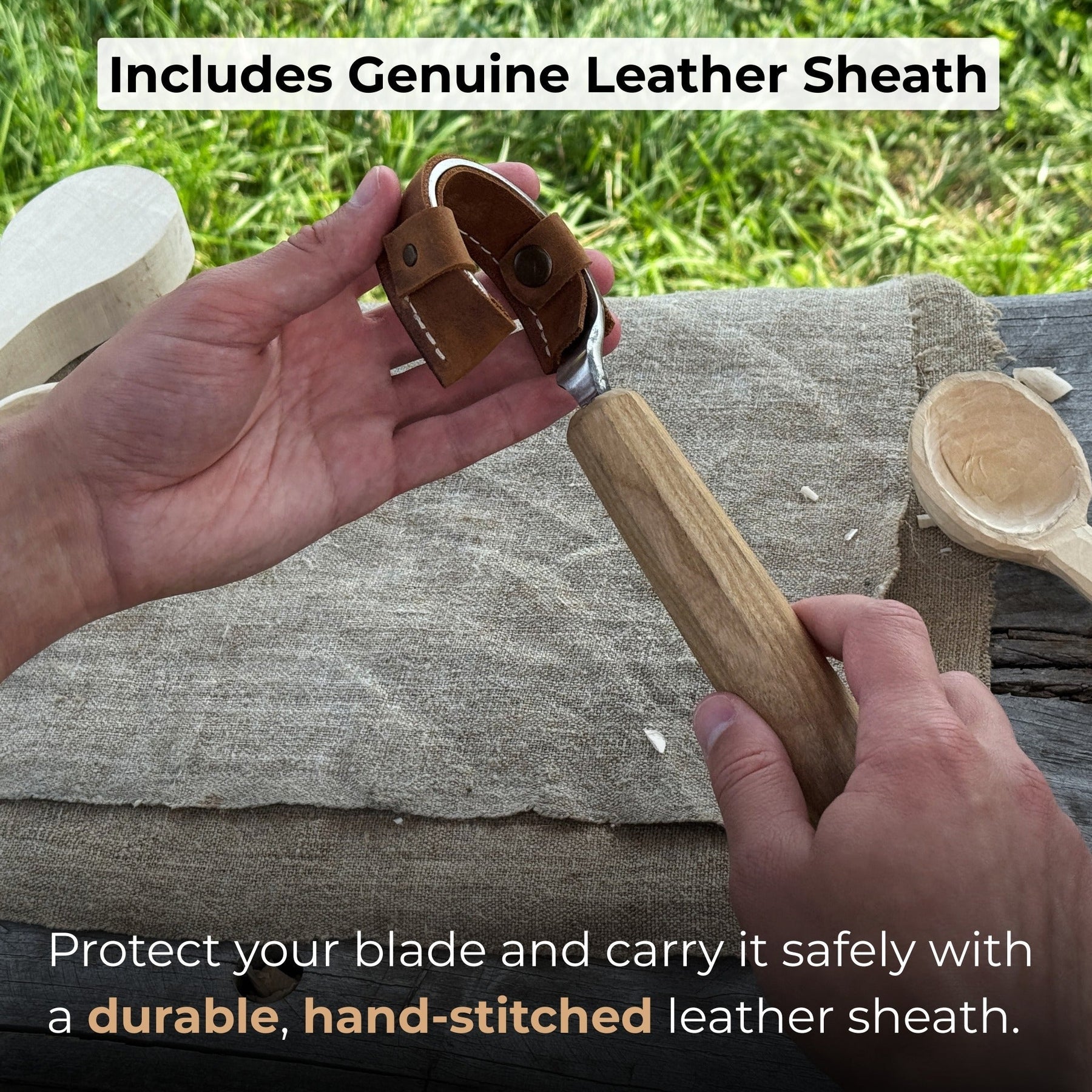 Small Spoon Carving Hook Knife with Octagonal Handle, 6 cm (2.36 inches)