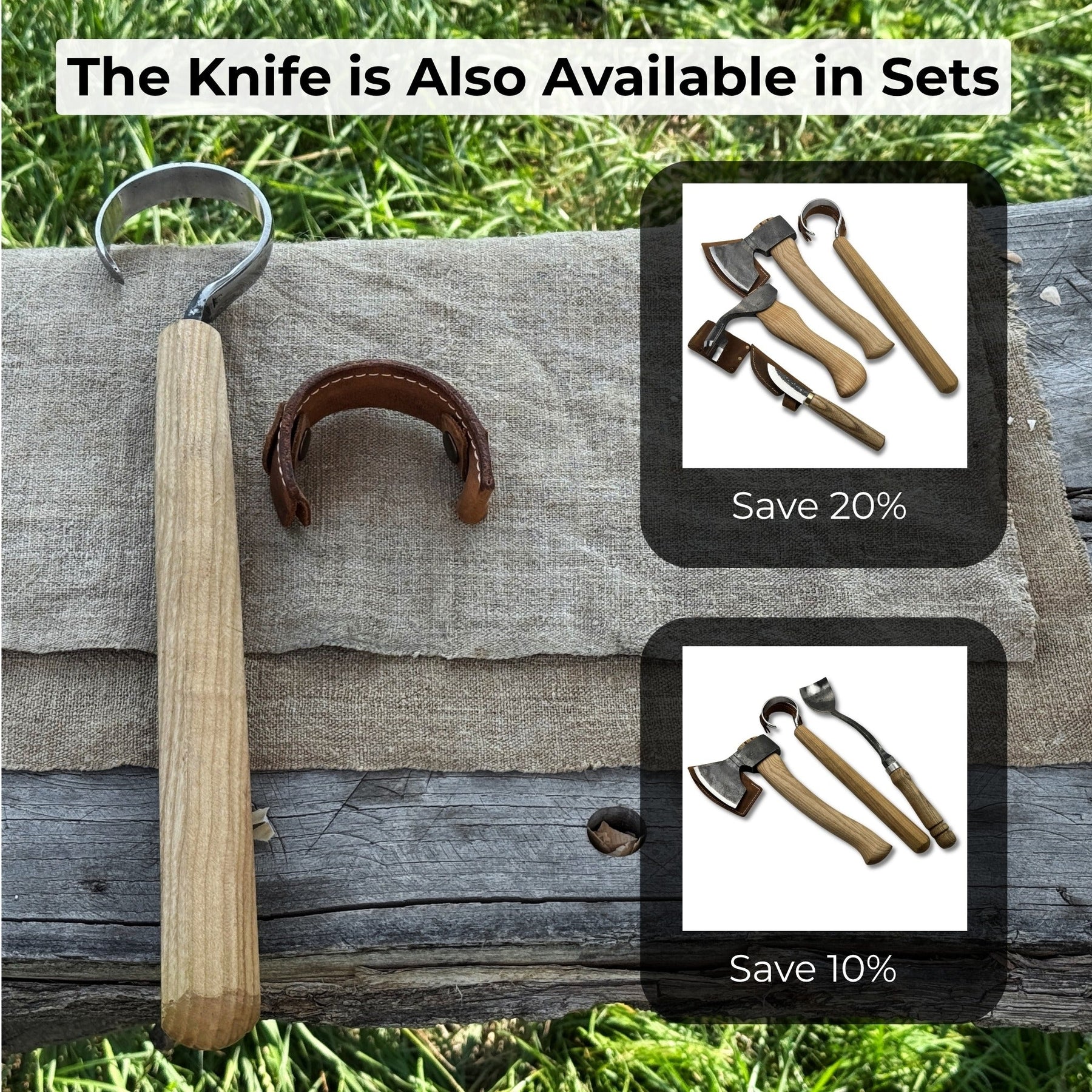Small Spoon Carving Hook Knife with Octagonal Handle, 6 cm (2.36 inches)