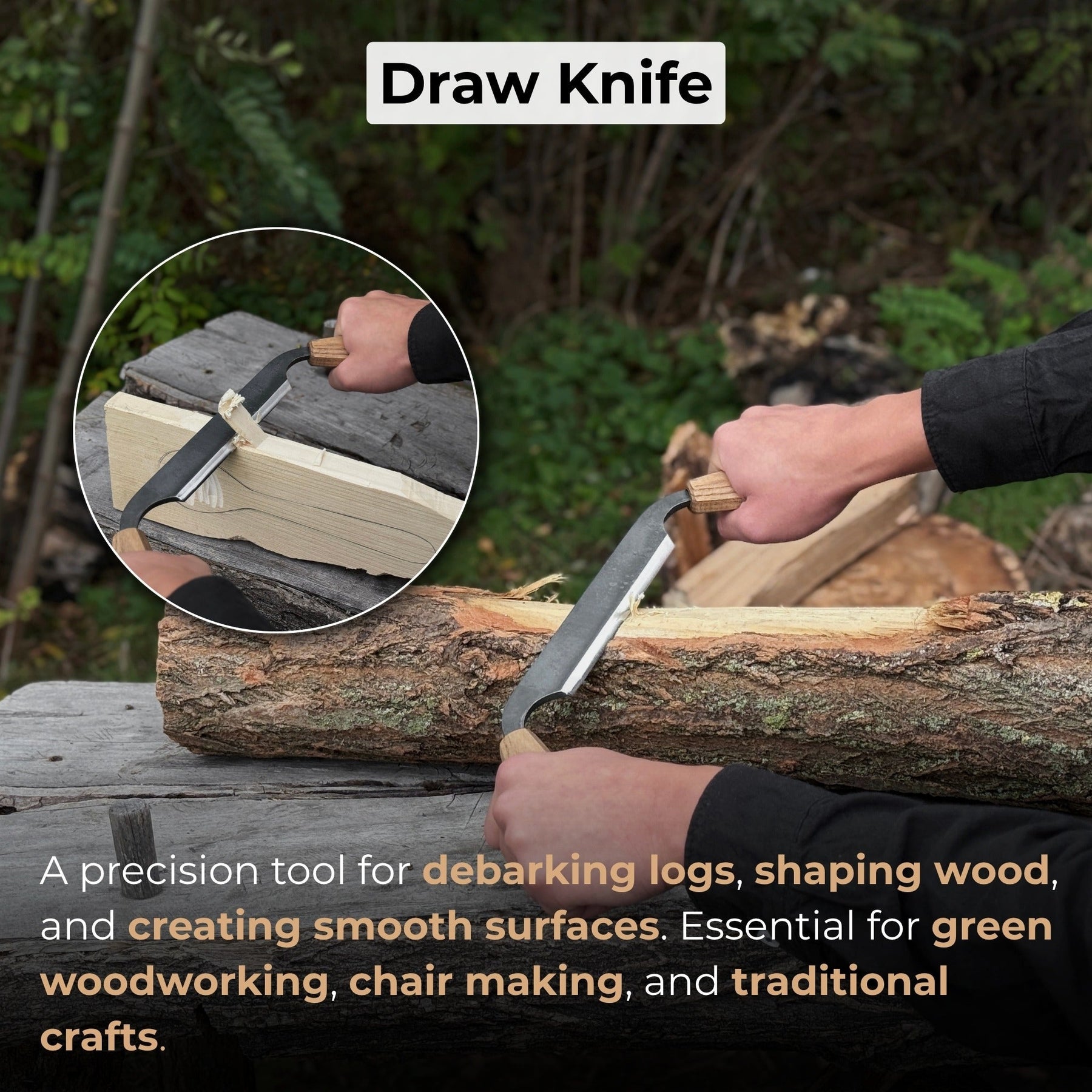 Small Straight Drawknife, 14.5 cm (5.7 inches) Cutting Edge