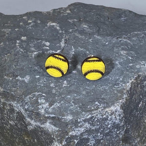 Softball Wooden Dangle Earrings | Sports Jewelry
